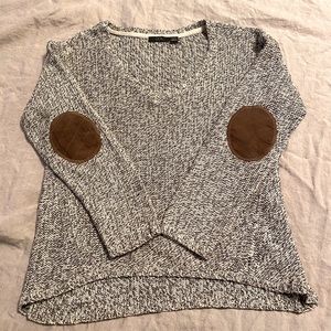 V-neck sweater with elbow patches